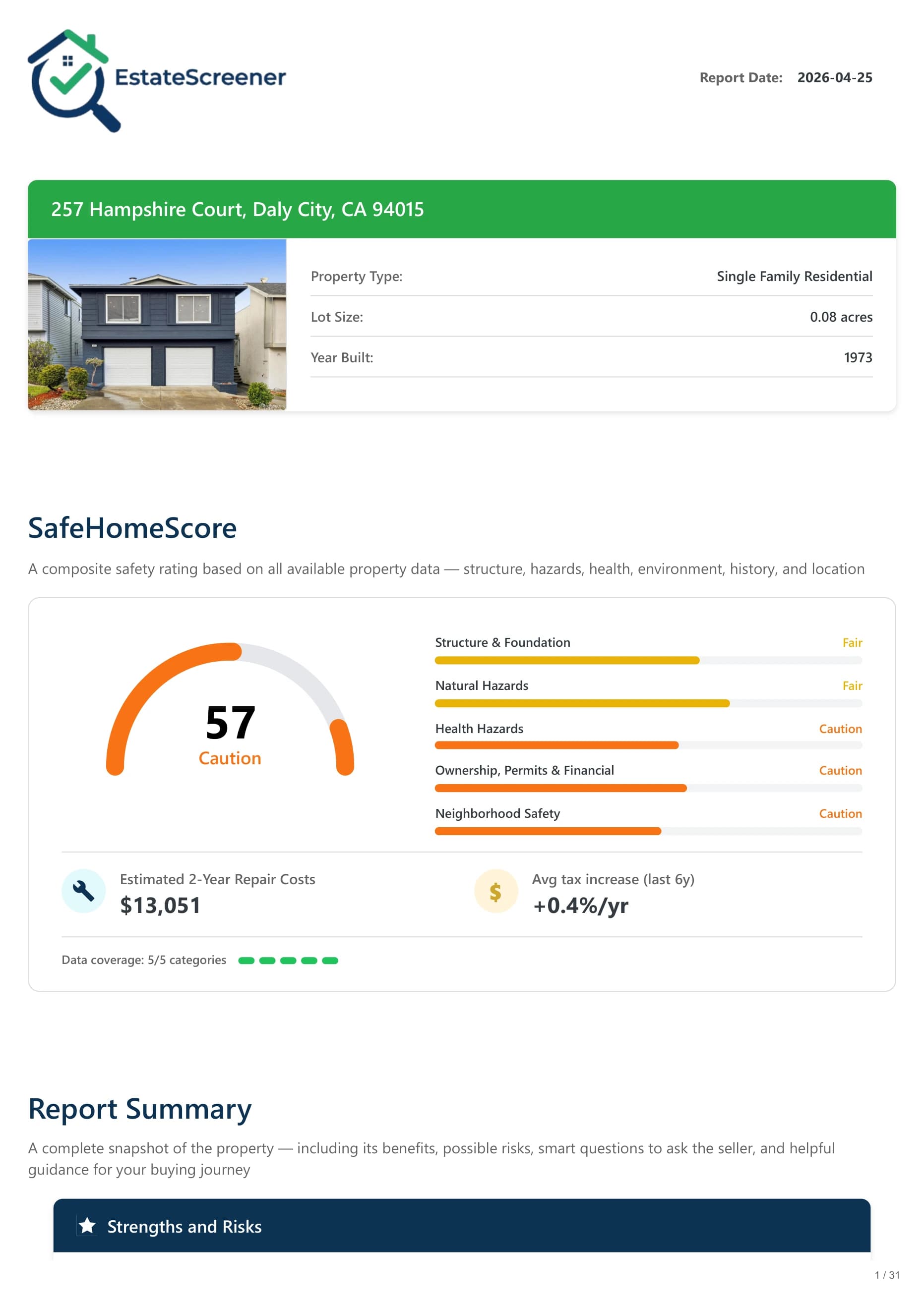 257 Hampshire Court, Daly City, CA report — page 1