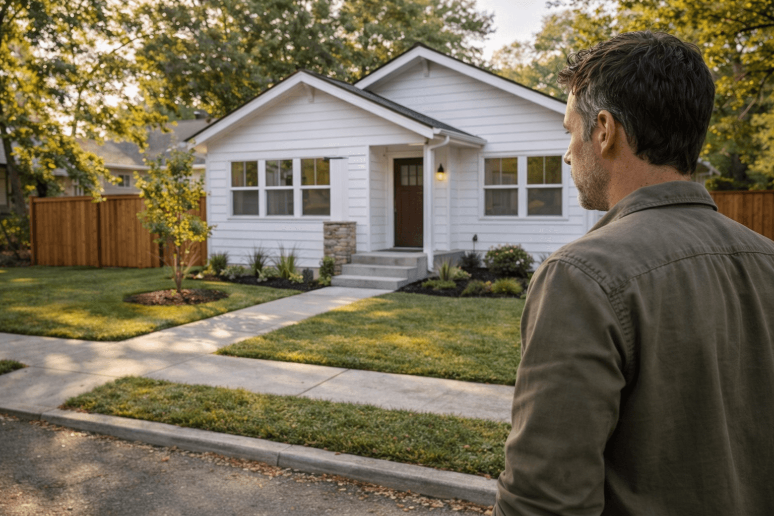 Photorealistic recently renovated suburban home suggesting a quick resale