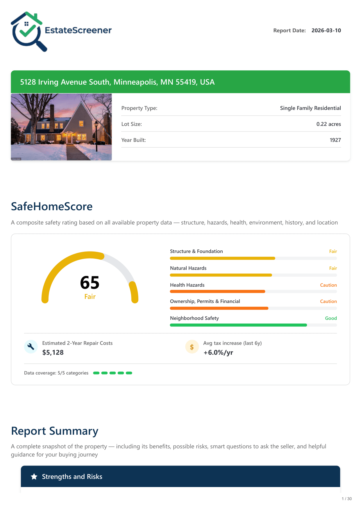5128 Irving Avenue South, Minneapolis, MN report — page 1