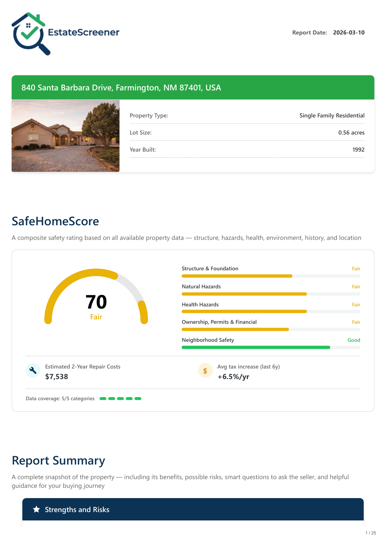 840 Santa Barbara Drive, Farmington, NM report — page 1