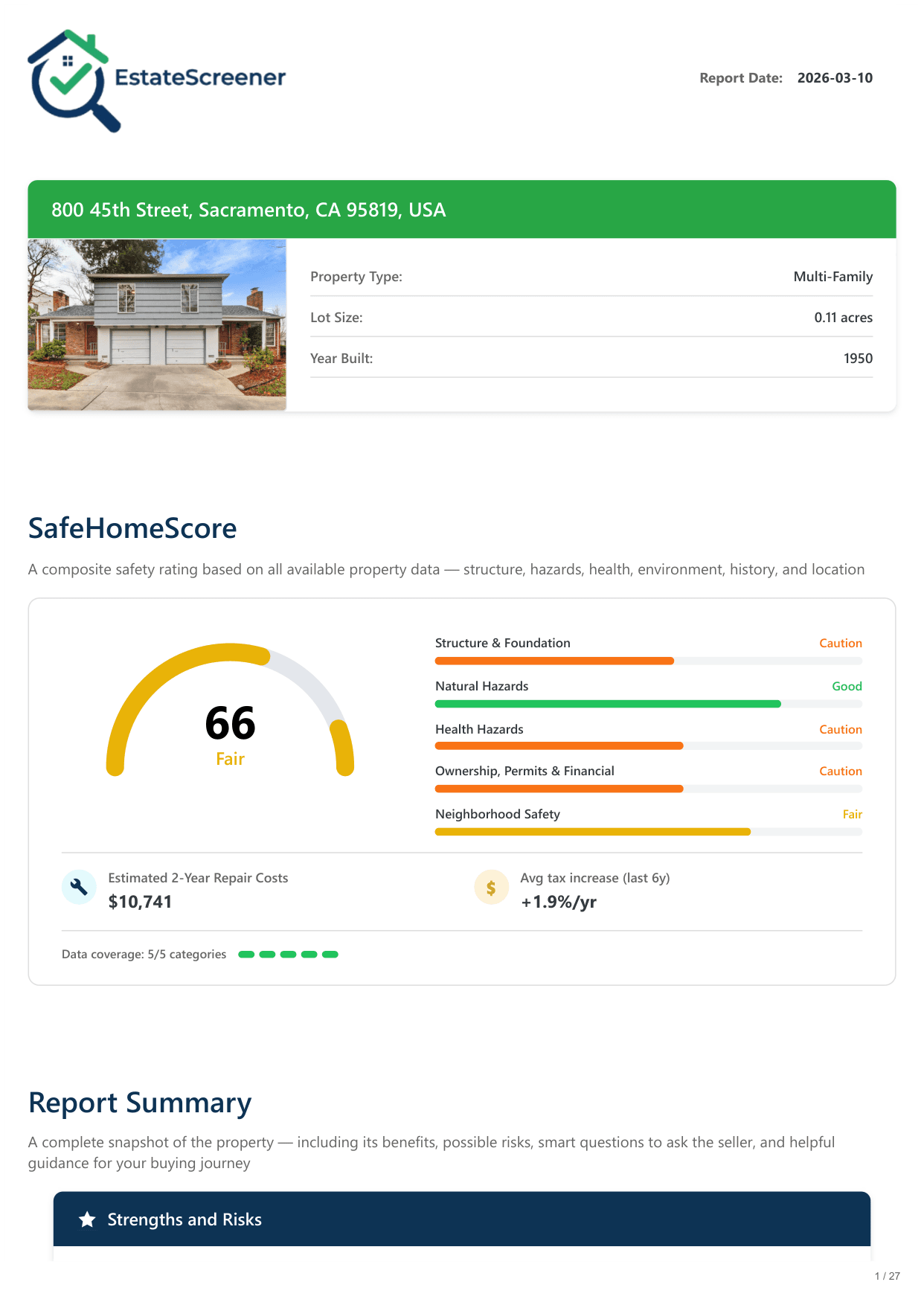 800 45th St, Sacramento, CA report — page 1